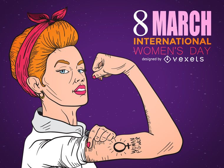 Día Internacional de la Mujer Rosie ilustración Día Internacional de la Mujer Rosie ilustración
