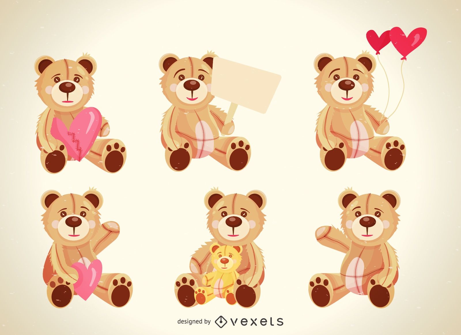 Set of teddy bear illustrations