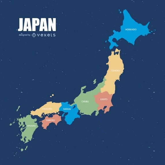 Colorido Mapa De Japón Descargar Vector