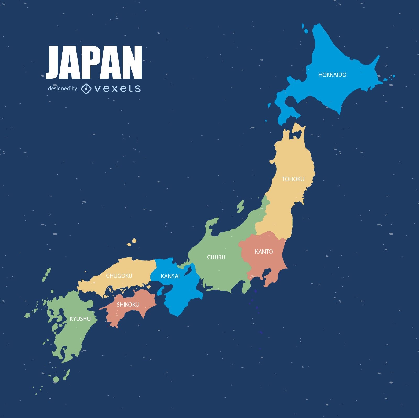 Colorido mapa de Japón