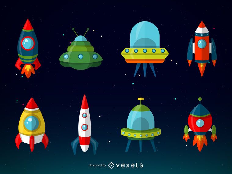 Collection of spaceship illustrations Collection of spaceship illustrations