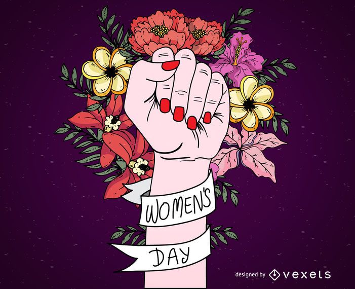 Sinal do dia das mulheres com flores e fita Sinal do dia das mulheres com flores e fita