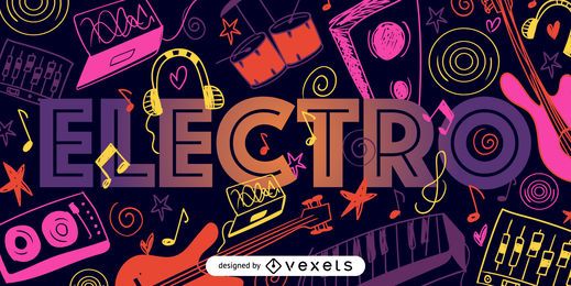 Cartel ilustrado de música electro. Cartel ilustrado de música electro.