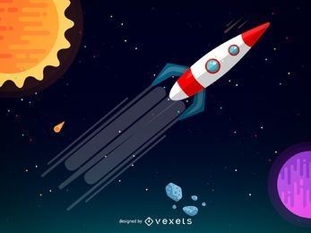 Rocket on a galaxy illustration