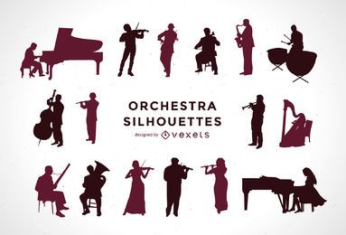 Set of orchestra silhouettes Set of orchestra silhouettes