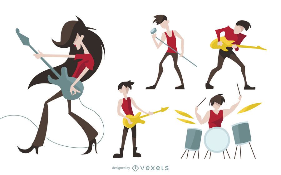 Rock characters cartoon set Rock characters cartoon set