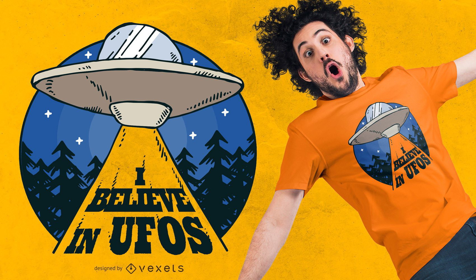 Download Alien Spaceship T-shirt Design - Vector Download