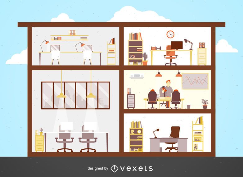 Flat office building illustration Flat office building illustration