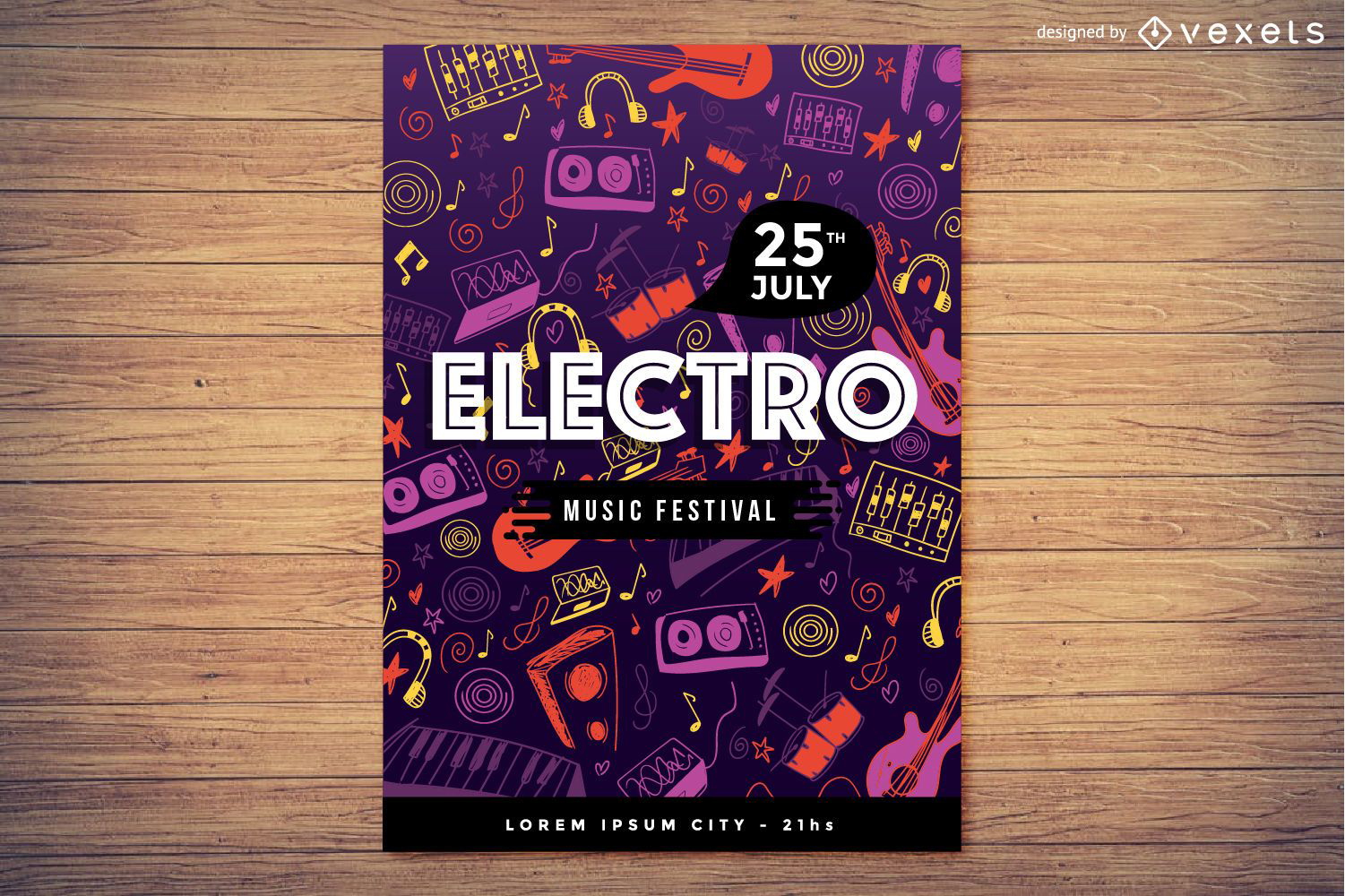 Electro music party poster design