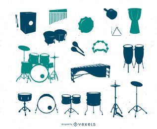 Variety of drums silhouettes collection Variety of drums silhouettes collection