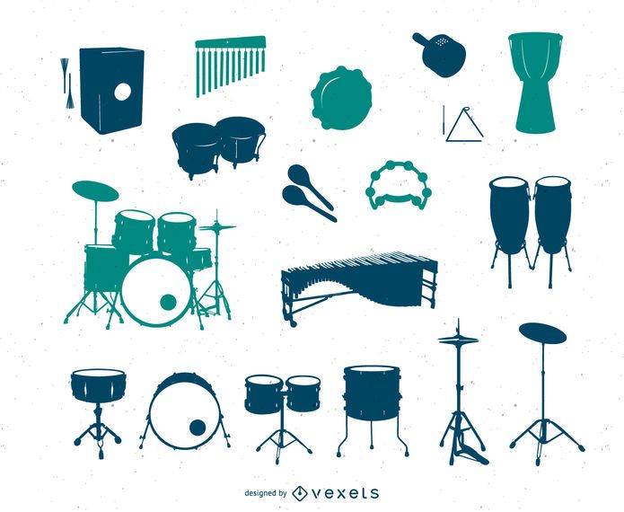 Variety of drums silhouettes collection Variety of drums silhouettes collection