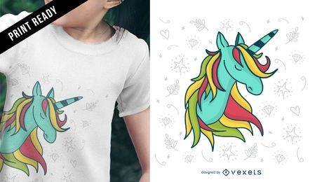 Lindo diseño de camiseta de unicornio