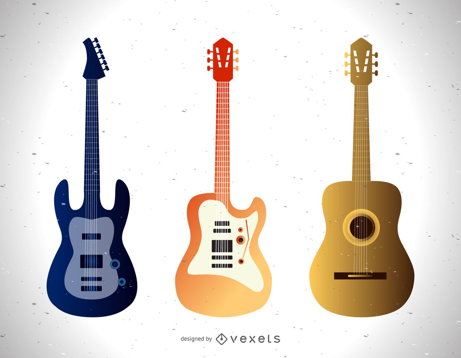 Conjunto de ilustrações de guitarra diferentes
