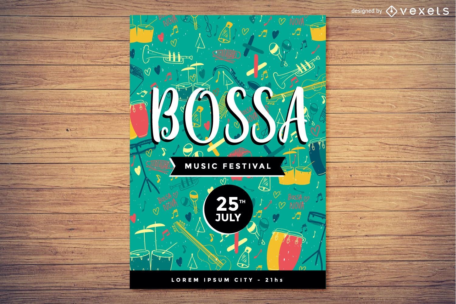 Plantilla de volante del festival Bossa Nova