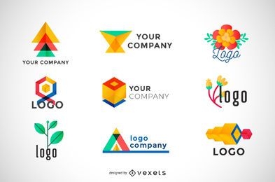 Collection of geometric colorful logos