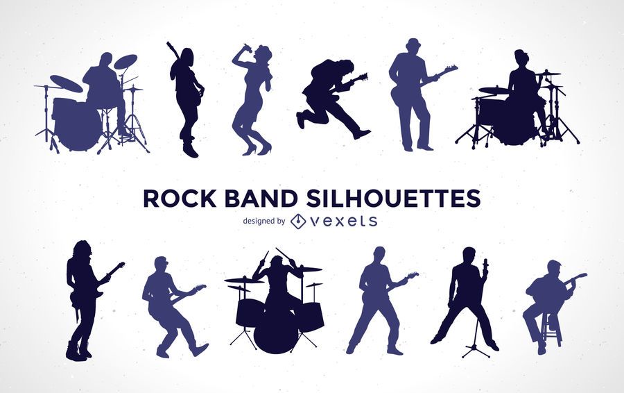 Conjunto de silueta de banda de rock Conjunto de silueta de banda de rock