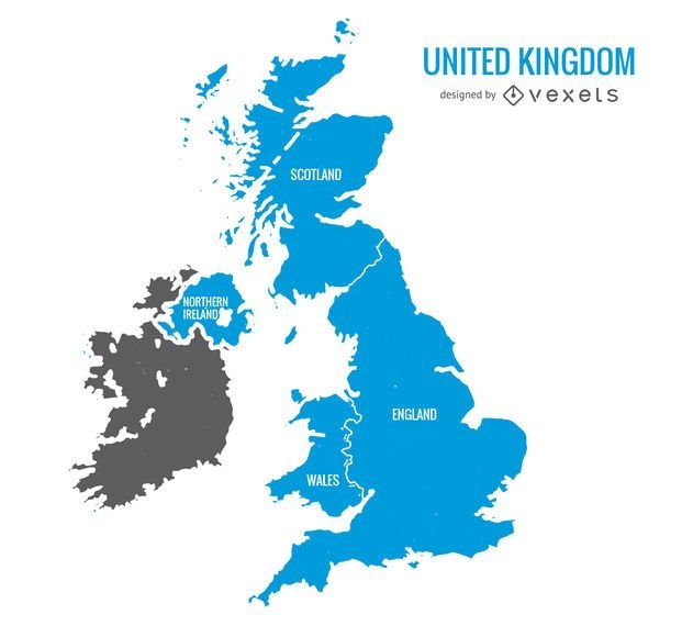 United Kingdom Blue Map - Vector Download