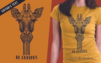 Diseño de camiseta con ilustración de jirafa