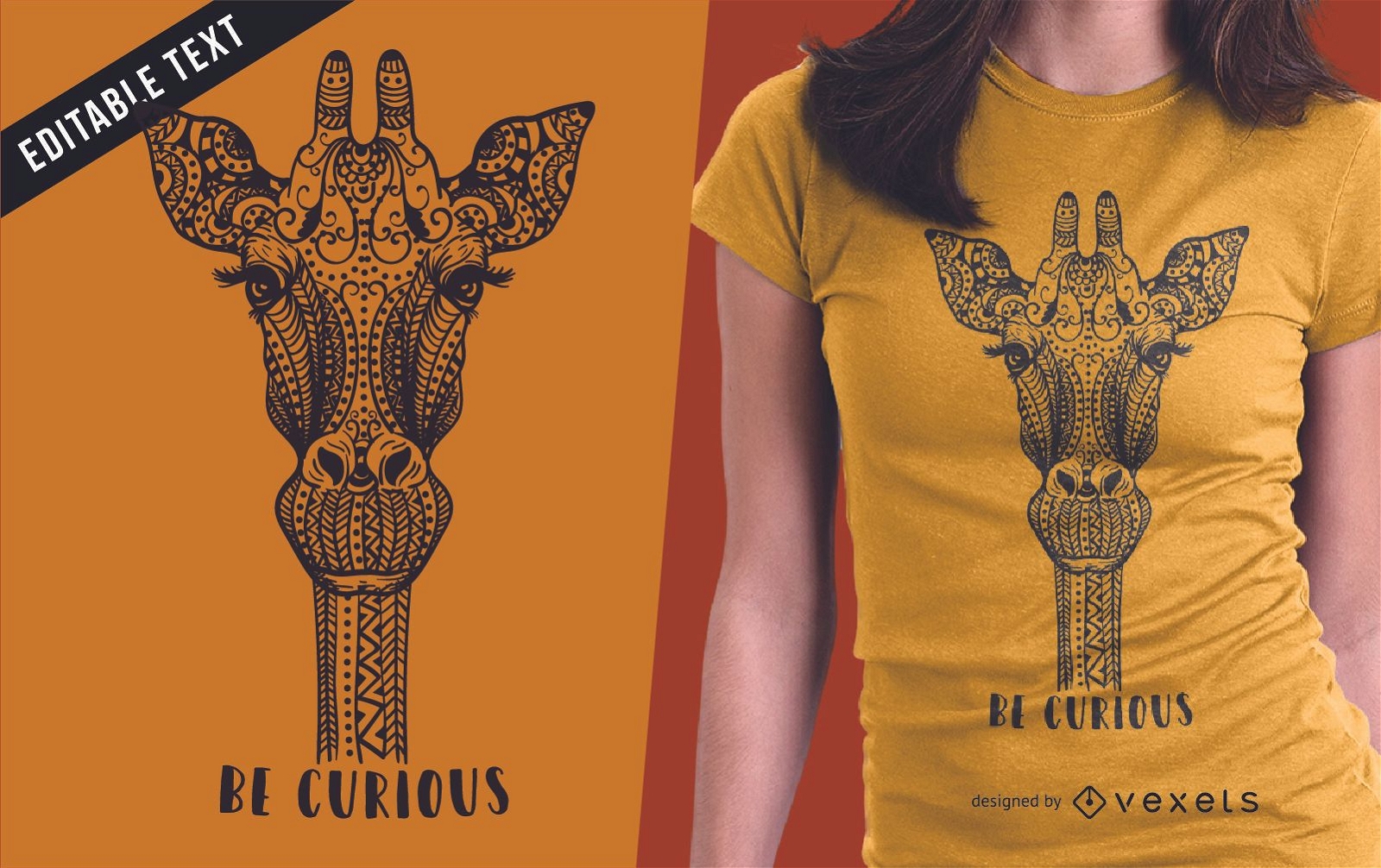 Desenho de t-shirt com ilustração de girafa