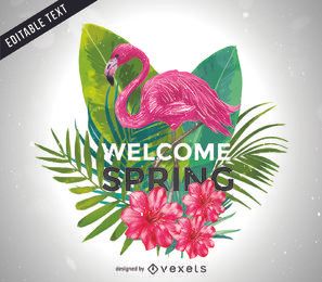 Welcome Spring illustration with flamingo Welcome Spring illustration with flamingo