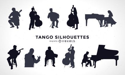 Conjunto de silueta de músicos de tango. Conjunto de silueta de músicos de tango.