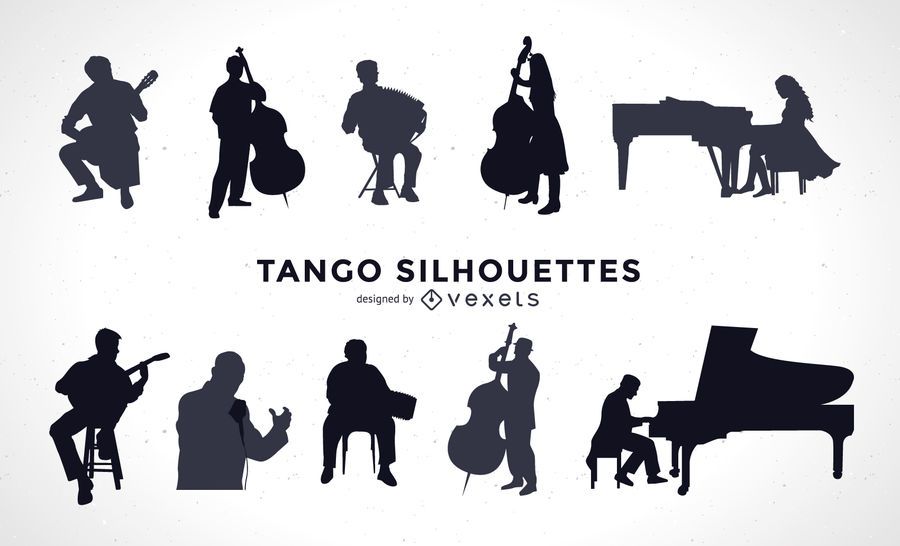 Conjunto de silueta de músicos de tango. Conjunto de silueta de músicos de tango.