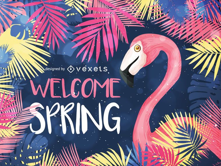 Bienvenida diseño de primavera con ilustraciones. Bienvenida diseño de primavera con ilustraciones.