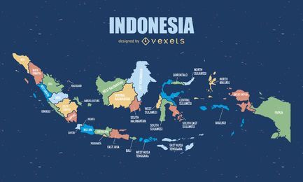 Mapa completo da Indonésia
