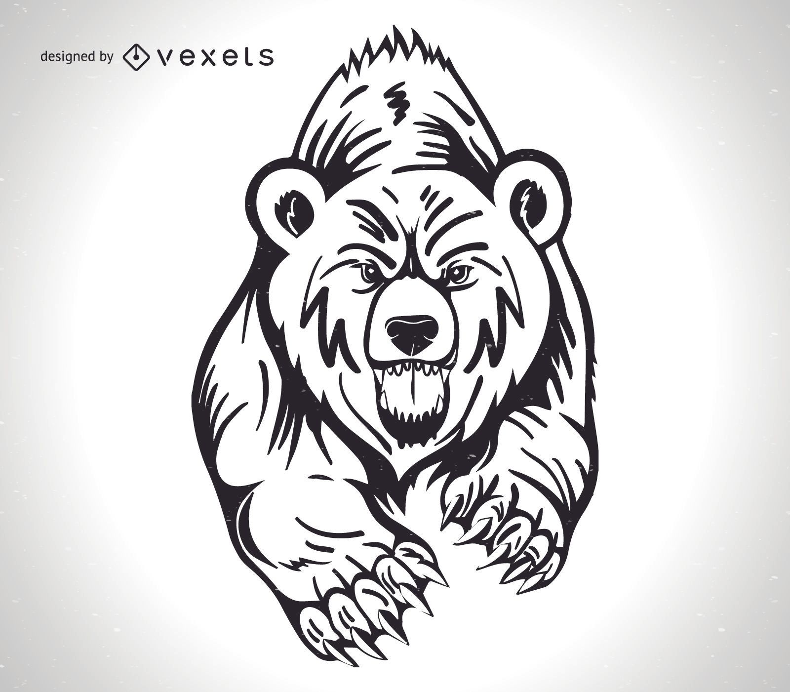 Diseño de oso grizzly enojado