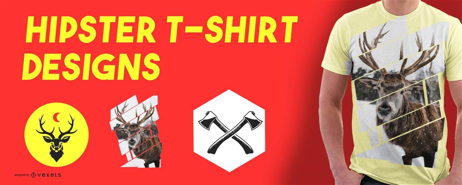 Conjunto de design de camisetas com elementos hipster