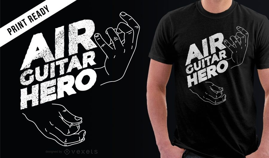 Download Funny Air Guitar Hero T-Shirt - Vector Download