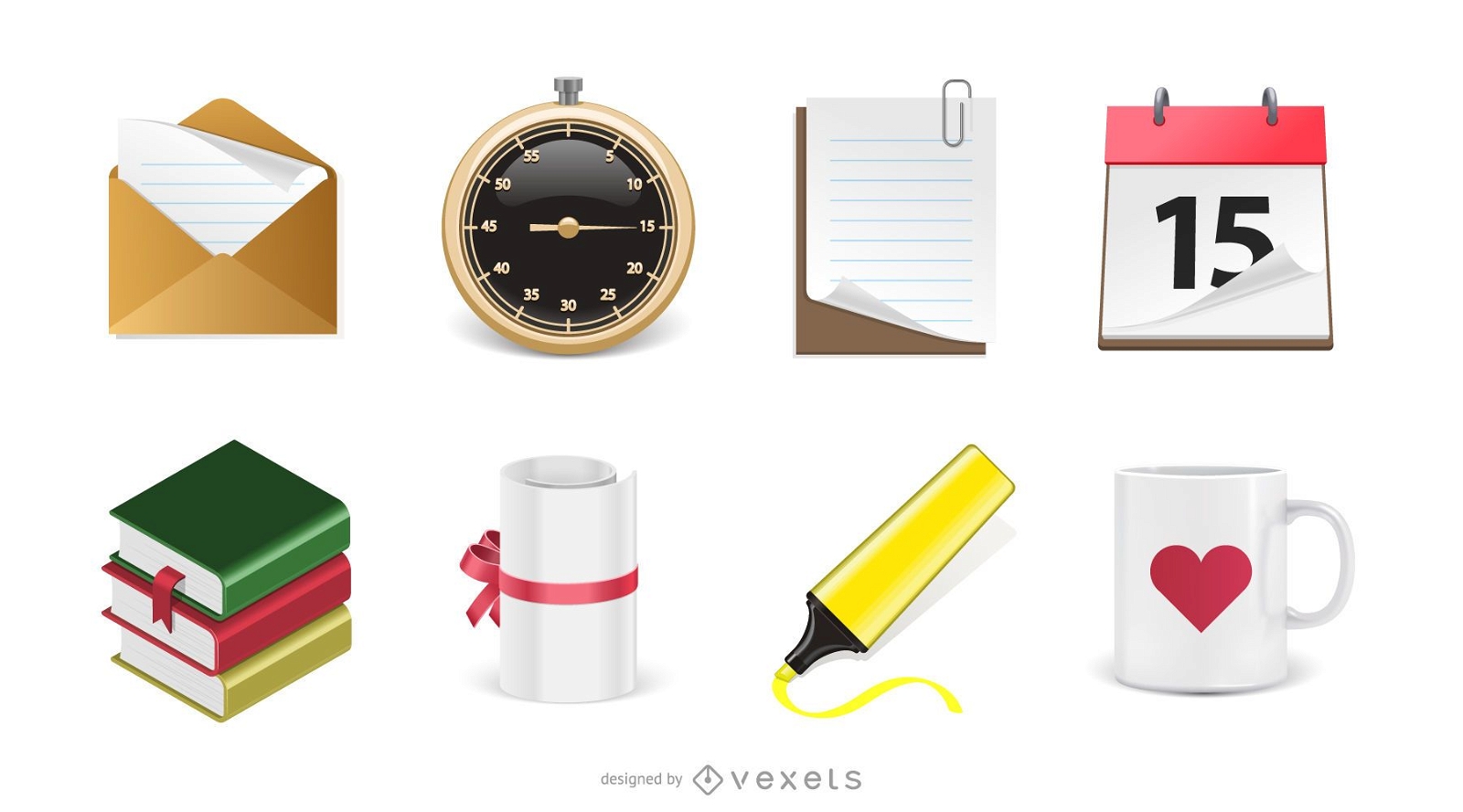 3d office icons set