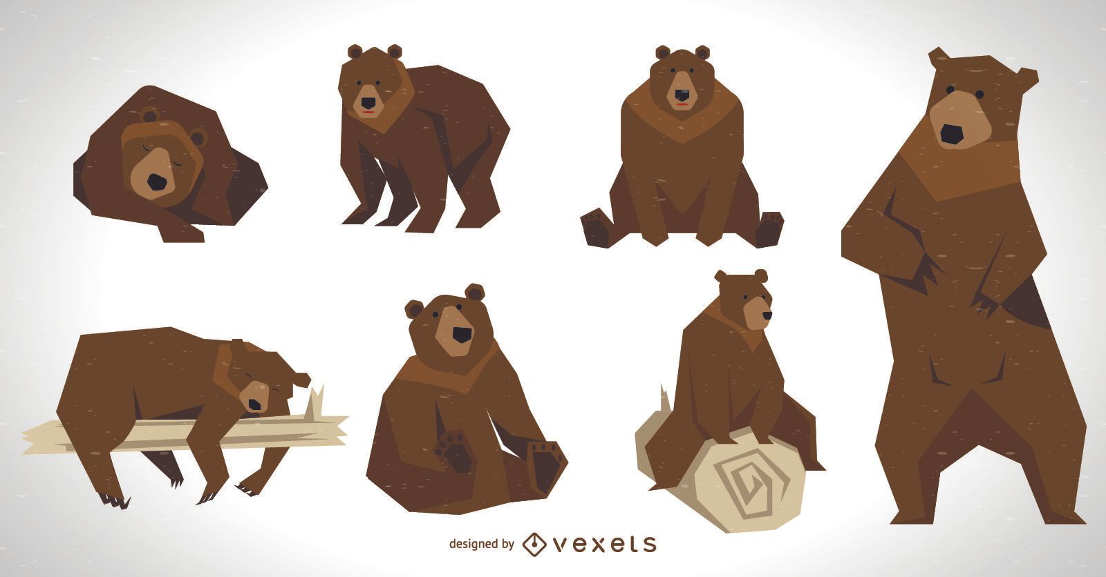 Conjunto de ilustraciones de oso pardo