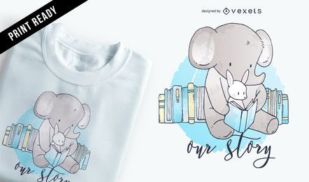 Elephant cartoon t-shirt design