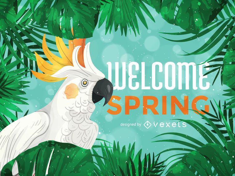 Welcome spring tropical illustration Welcome spring tropical illustration