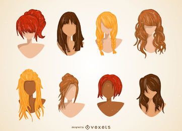 Women haircut illustration set Women haircut illustration set