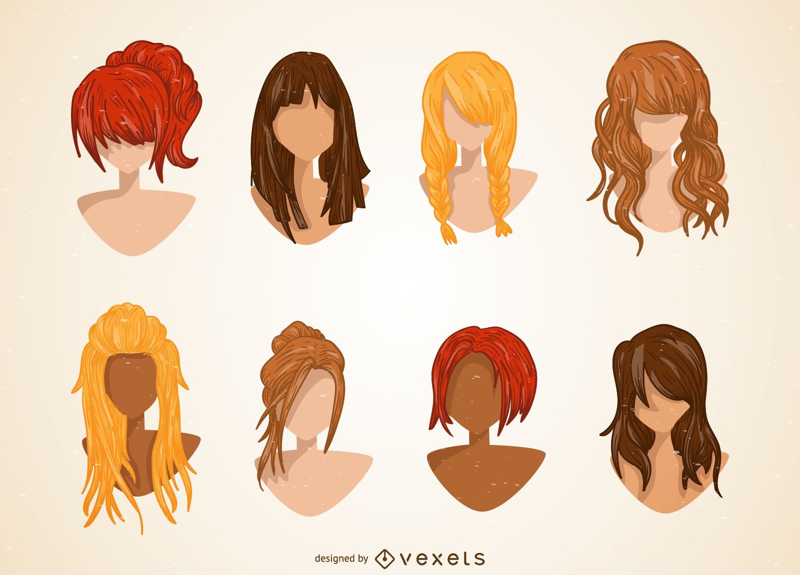 Frauen-Haarschnitt-Illustrationssatz