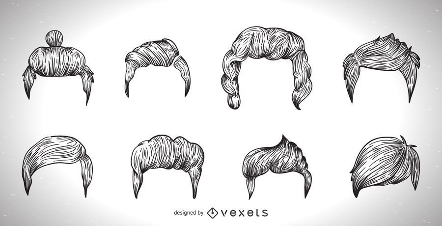 Ilustração de corte de cabelo dos homens em preto e branco Ilustração de corte de cabelo dos homens em preto e branco