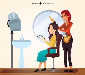 Hairdressing studio illustration