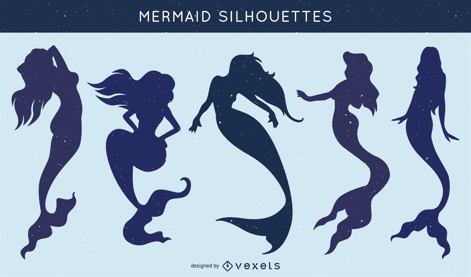 Set of mermaid silhouettes