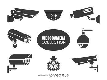 Coleção de silhuetas de câmeras de vigilância