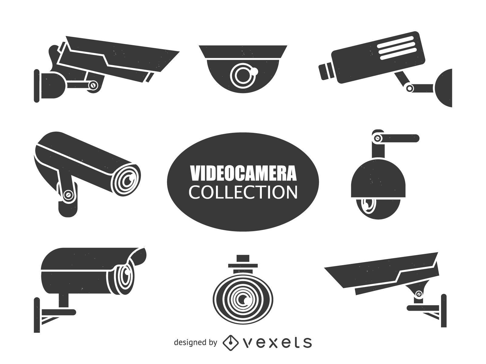 Coleção de silhuetas de câmeras de vigilância