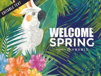 Tropical spring cockatoo illustration background Tropical spring cockatoo illustration background