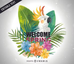 Bem-vindo ilustração de cacatua brilhante de primavera Bem-vindo ilustração de cacatua brilhante de primavera