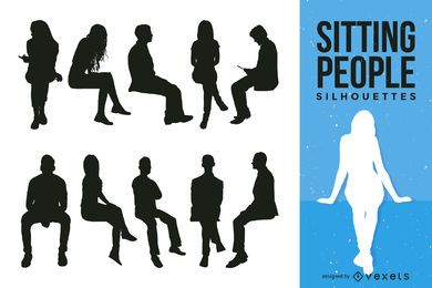 Colección de silueta de personas sentadas