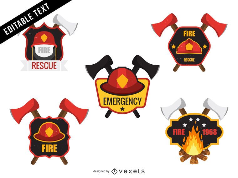 Conjunto de plantillas de insignia de logotipo de bombero Conjunto de plantillas de insignia de logotipo de bombero
