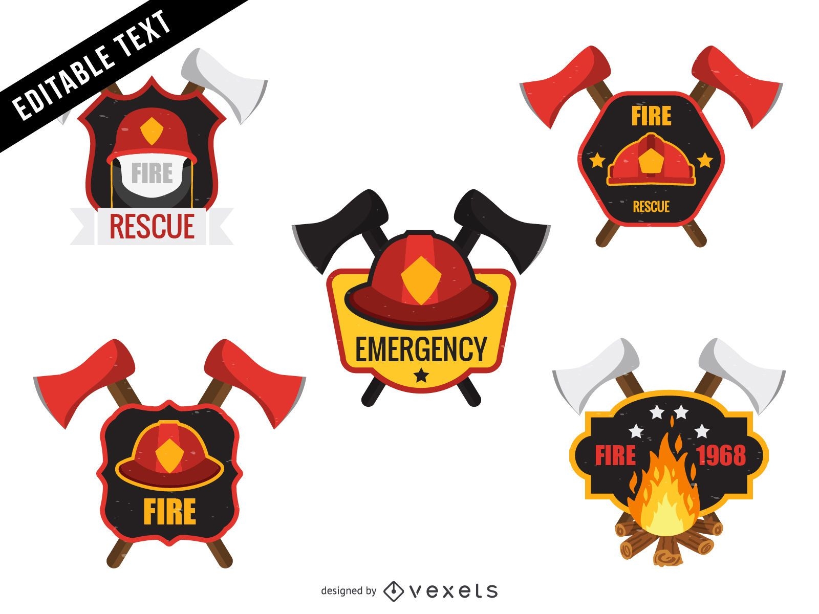 Conjunto de plantillas de insignia de logotipo de bombero
