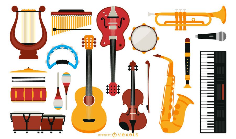 Flat musical instruments collection Flat musical instruments collection