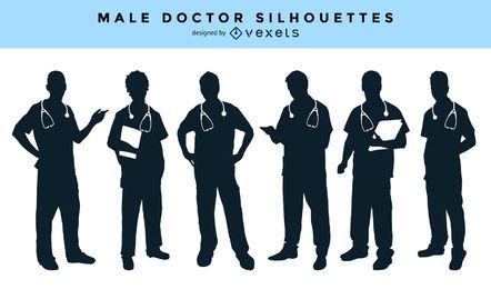 Colección de siluetas hombre médico Colección de siluetas hombre médico