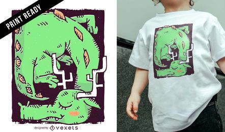 Diseño de camiseta infantil dragón durmiente.